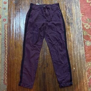 PAIGE Women's Plum Drawstring Pants with Black Stripe NEW WITHOUT TAGS